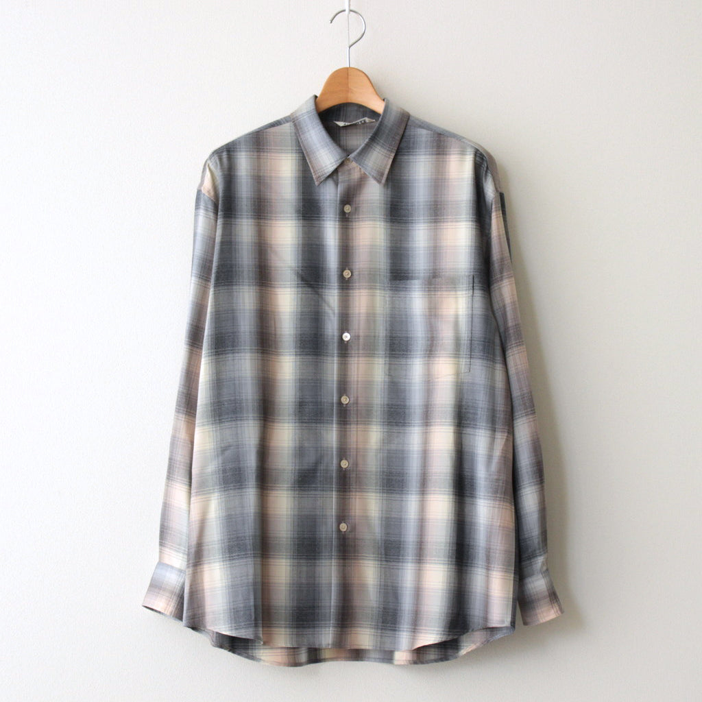 SUPER LIGHT WOOL CHECK SHIRT #BEIGE BLUE CHECK [A24AS01LC]