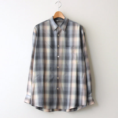 SUPER LIGHT WOOL CHECK SHIRT #BEIGE BLUE CHECK [A24AS01LC]