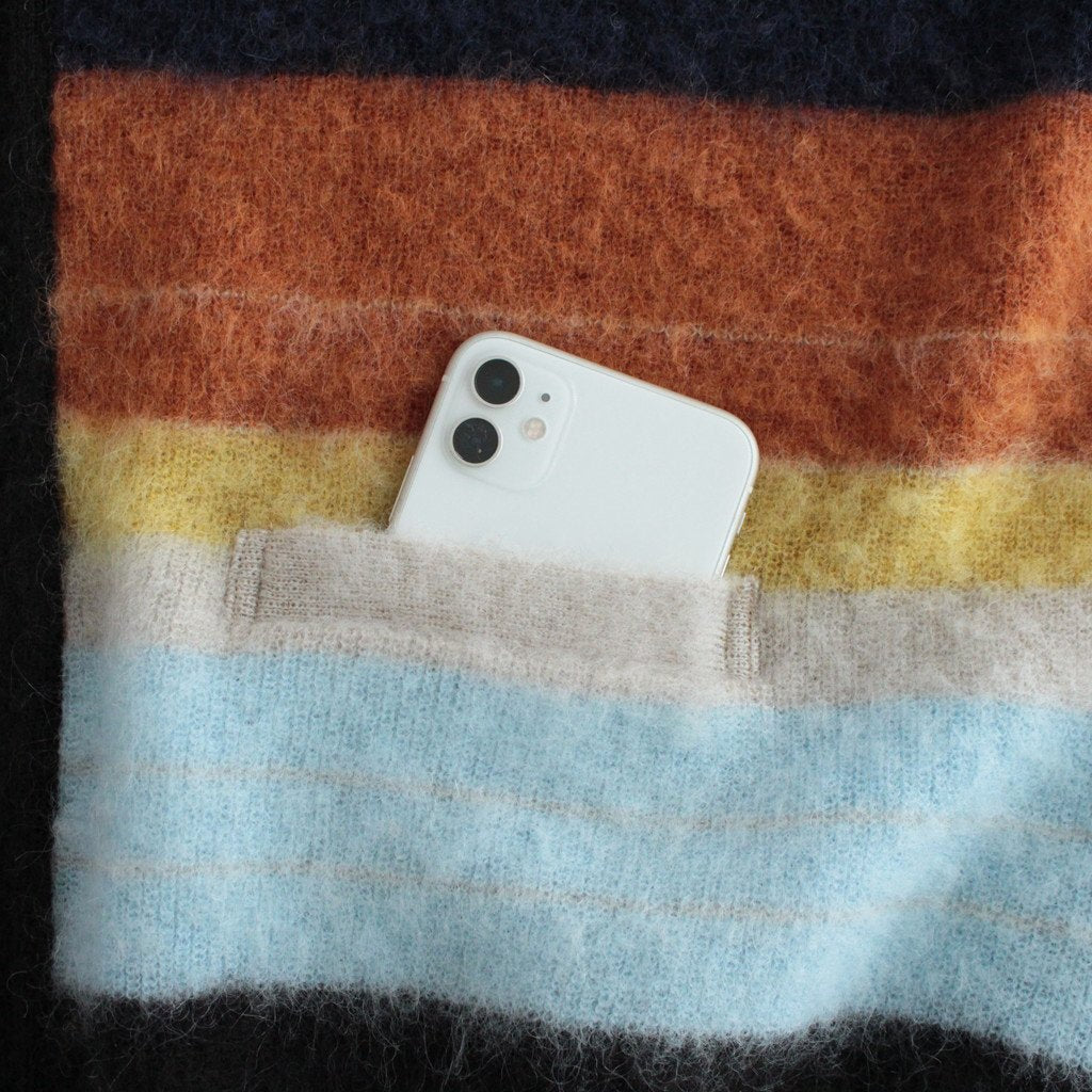 COLOR COMBINATION MOHAIR CARDIGAN #MULTI STRIPES [ST.534-2]