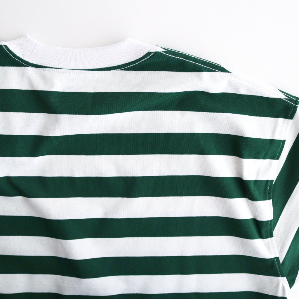 W's TECH DRAWSTRING BORDER S/S TEE #WHITE / GREEN [BE-36024L]