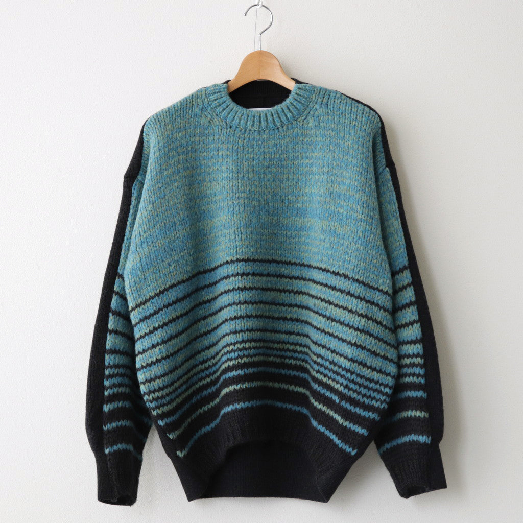COLOR COMBINATION KNIT LS #BLUE × CHARCOAL [ST.713]