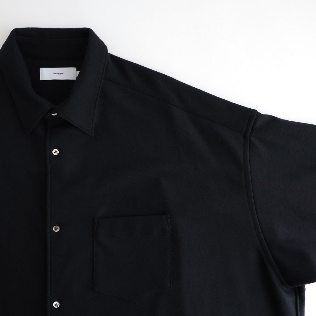 Wool Smooth Flannel Oversized Regular Collar Shirt #BLACK [GU253-50221B]