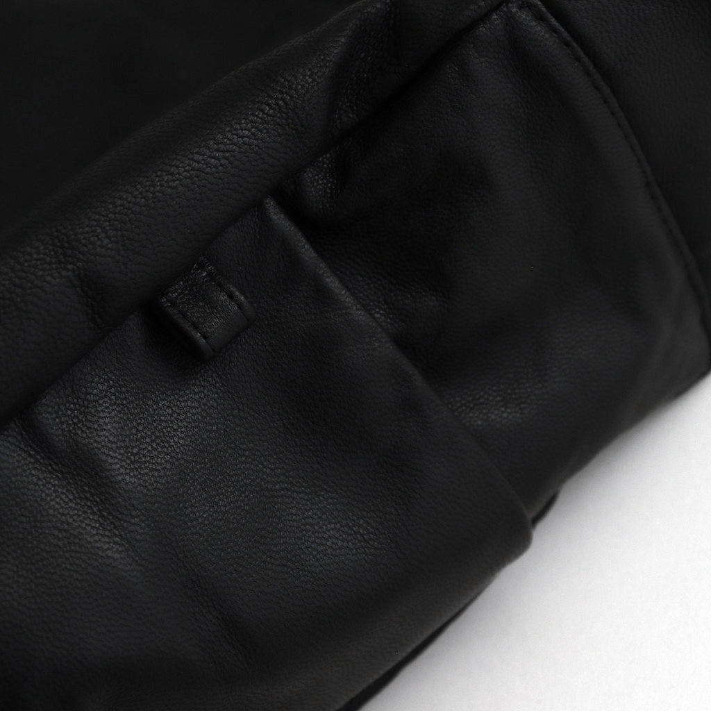 SHIRRING HANDLE LEATHER SHOULDER BAG #BLACK [ST.1180]