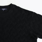 綿パイルジャカード格子柄トップス #BLACK [HO-T013-051]