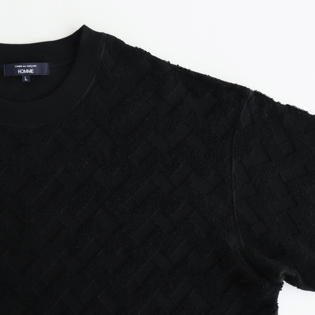 綿パイルジャカード格子柄トップス #BLACK [HO-T013-051]