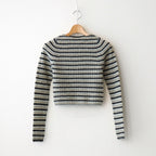 SHETLAND WOOL CASHMERE RIB KNIT BOAT-NECK P/O #GRAY STRIPE [A25AP03SB]