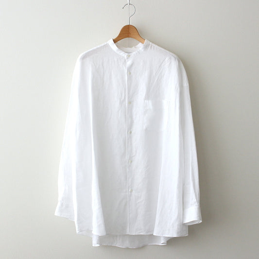 Linen L/S Oversized Band Collar Shirt #WHITE [GM241-50274B]