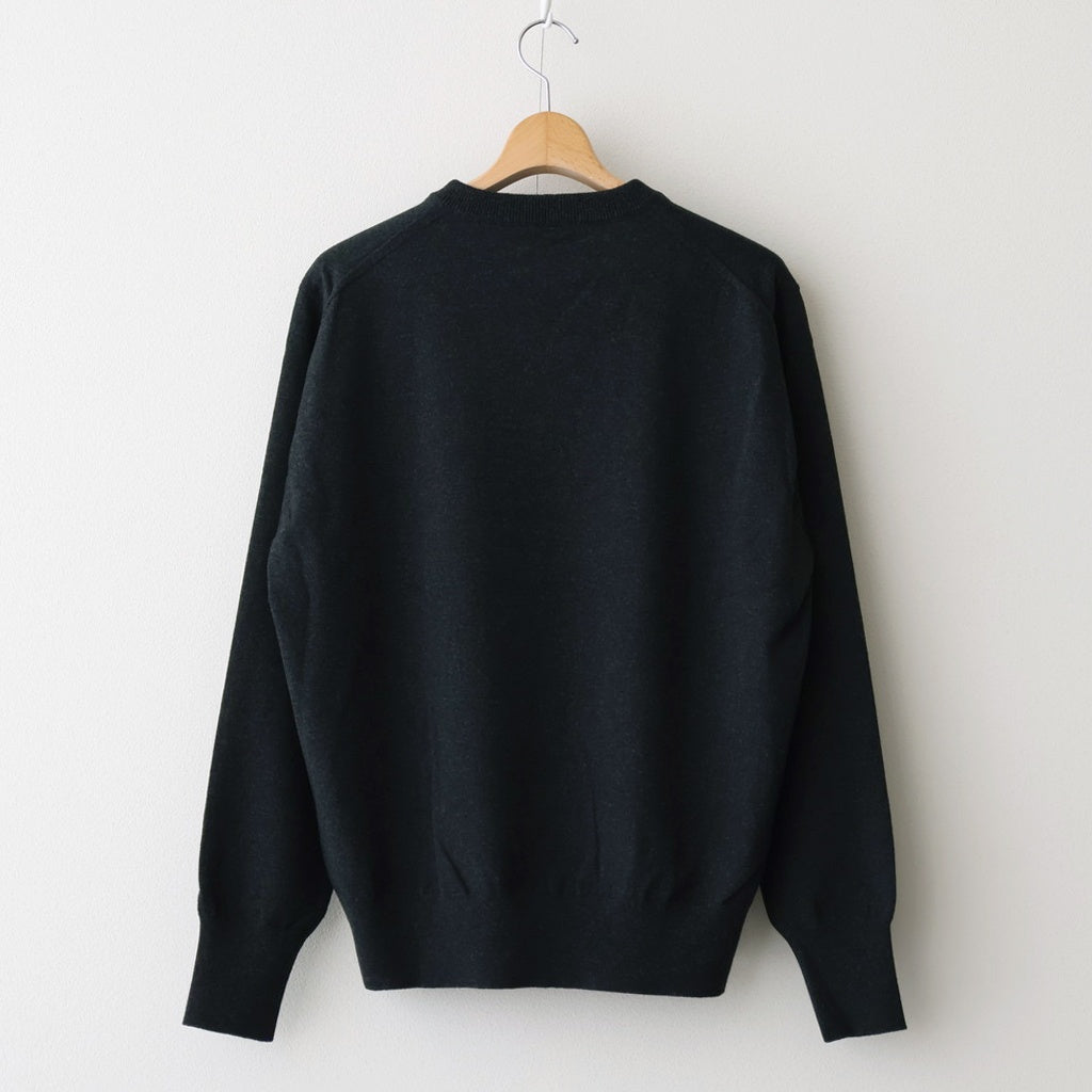 HIGH TWIST WOOL KNIT V-NECK P/O #CHARCOAL [A25AV02CK]