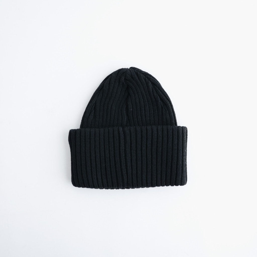 BATONER ウール梳毛リブ ブリーチ加工 ニットキャップ #BLACK [HR-N005-051]