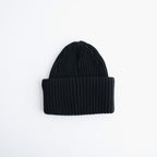 BATONER ウール梳毛リブ ブリーチ加工 ニットキャップ #BLACK [HR-N005-051]