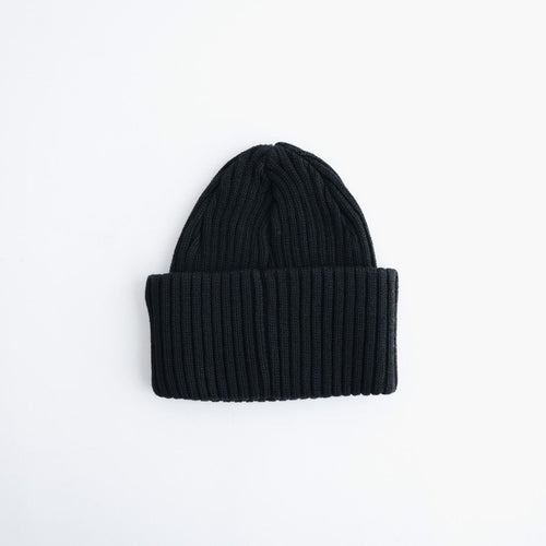 BATONER ウール梳毛リブ ブリーチ加工 ニットキャップ #BLACK [HR-N005-051]