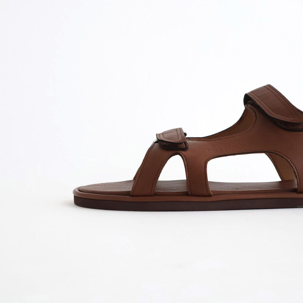 SOFT LEATHER DOUBLE STRAP SANDALS #BROWN [A26SS06QD] - ciacura