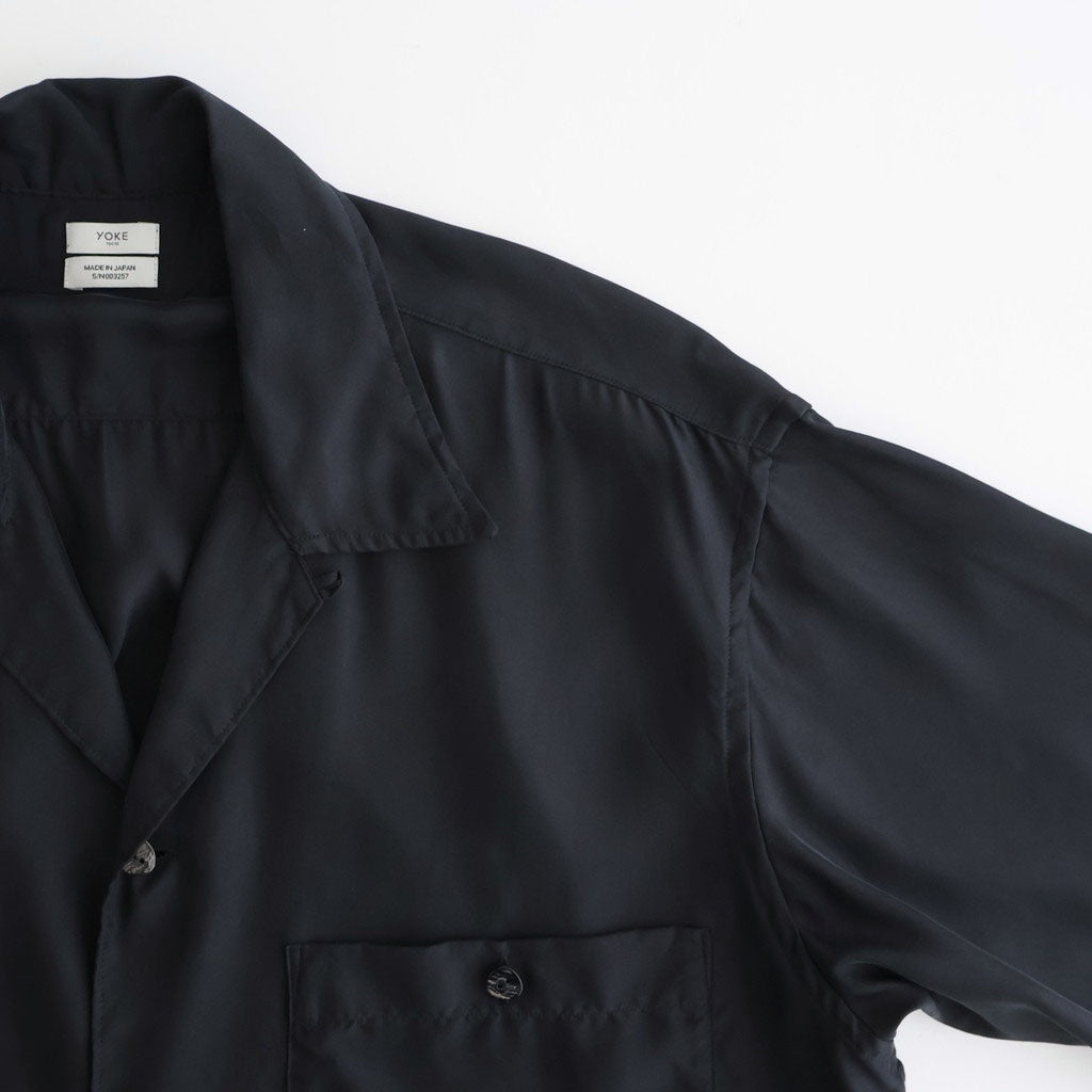 CUPRO OPEN COLLAR SHIRT #BLACK [YK26SS01287SH]