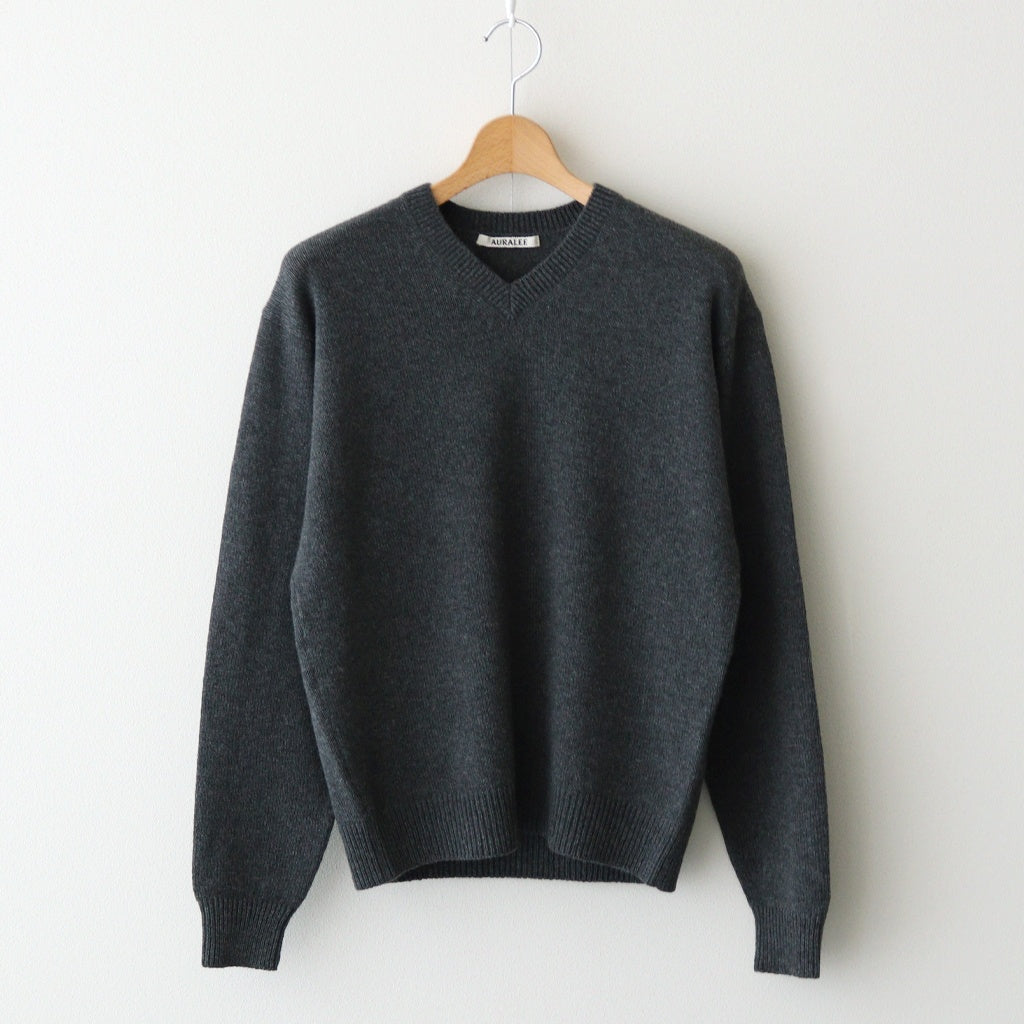 LIGHT CASHMERE KNIT V-NECK P/O #CHARCOAL [A25AV06CJ]