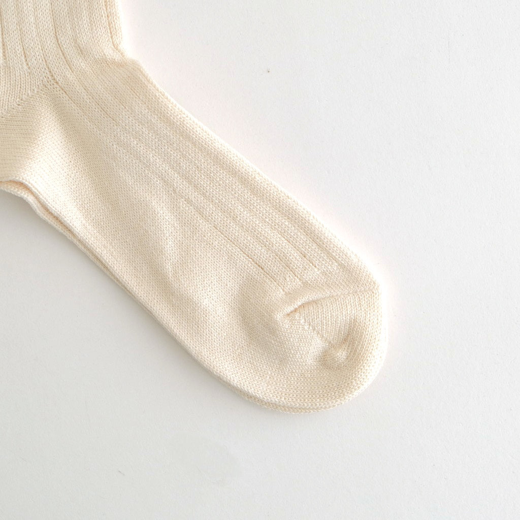 LINEN COTTON RIBBED CREW SOCKS #ECRU [R1461-SS26]