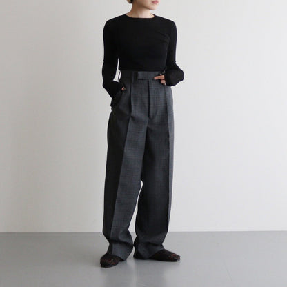 BLUEFACED WOOL CHECK SLACKS #CHARCOAL CHECK [A24AP04CB]