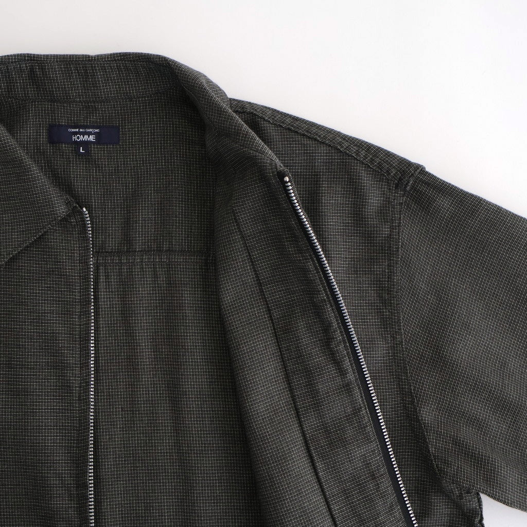 綿チェックジップシャツジャケット #GRAY [HP-B023-051]