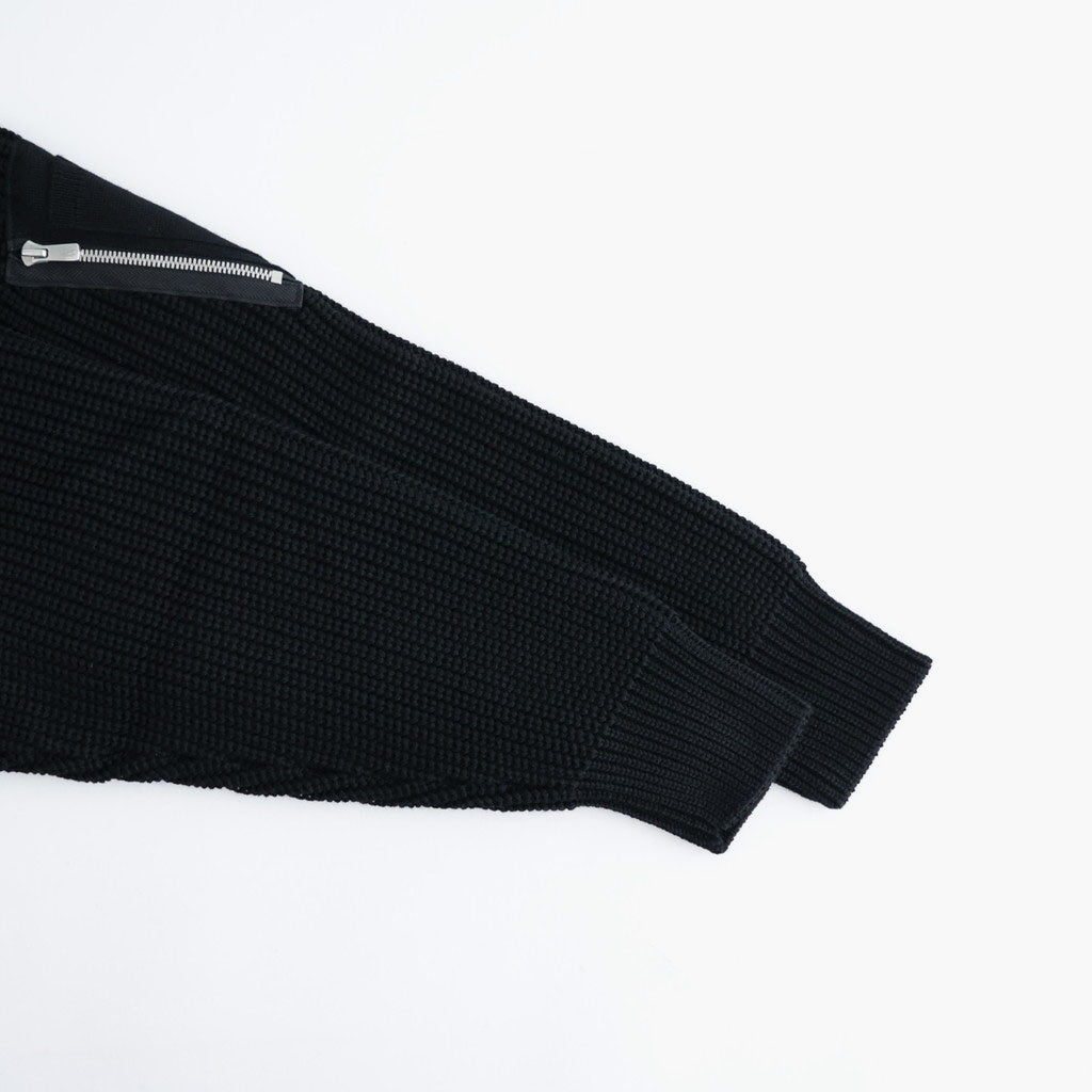 BATONER ウール梳毛片畔 ジップカーディガン #BLACK [HR-N003-051]