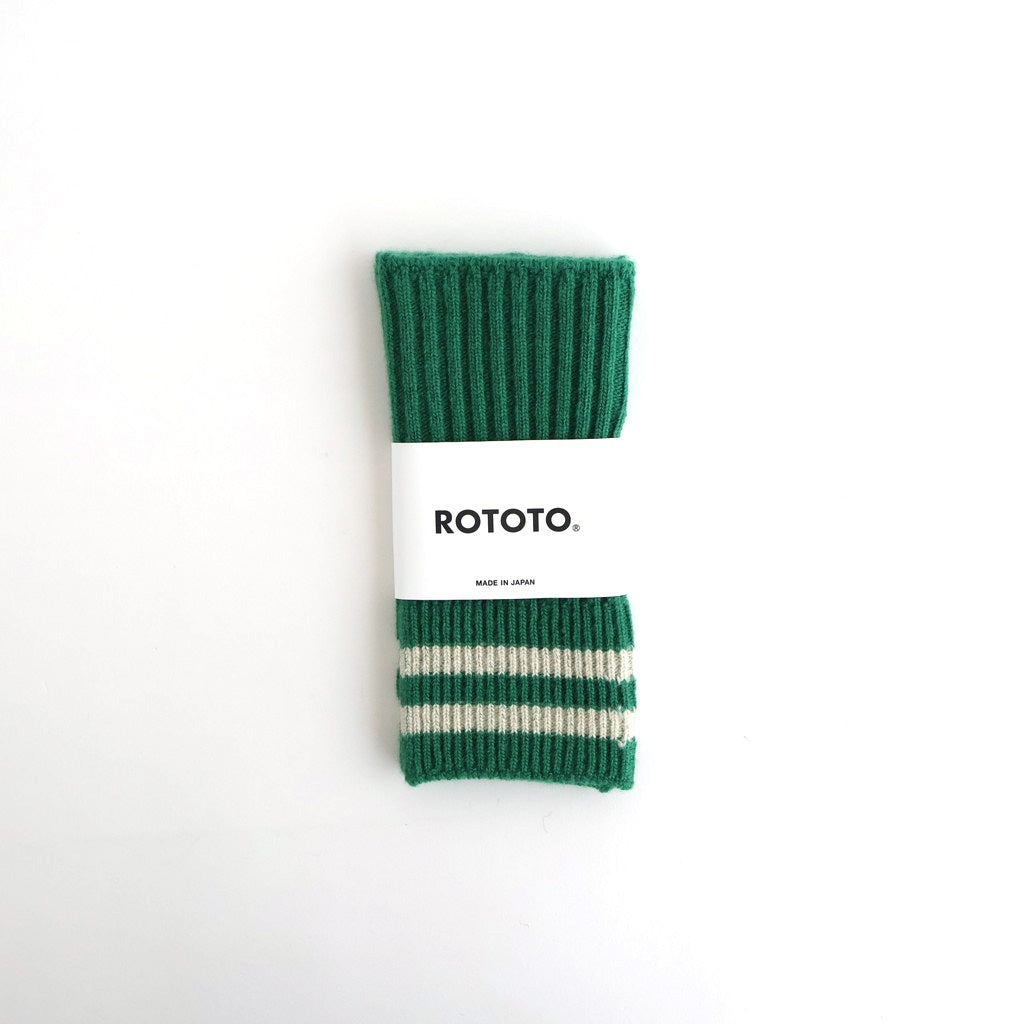 STRIPE SEAMLESS HAND WARMER ”MERINO LAMBS WOOL” #GREEN [R5092-AW25]