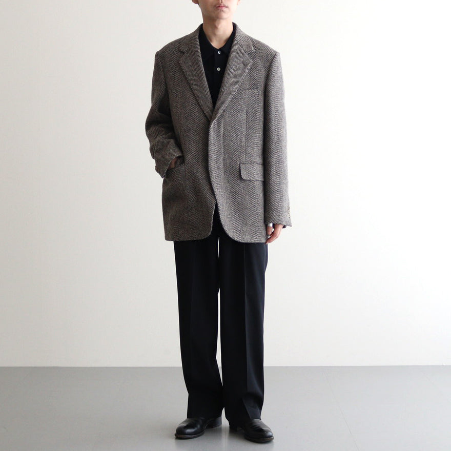 LAMA SHETLAND WOOL TWEED OVER JACKET #KHAKI TWEED [A24AJ02LS]