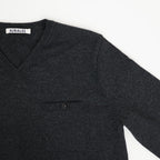 HIGH TWIST WOOL KNIT V-NECK P/O #CHARCOAL [A26AV04CK]