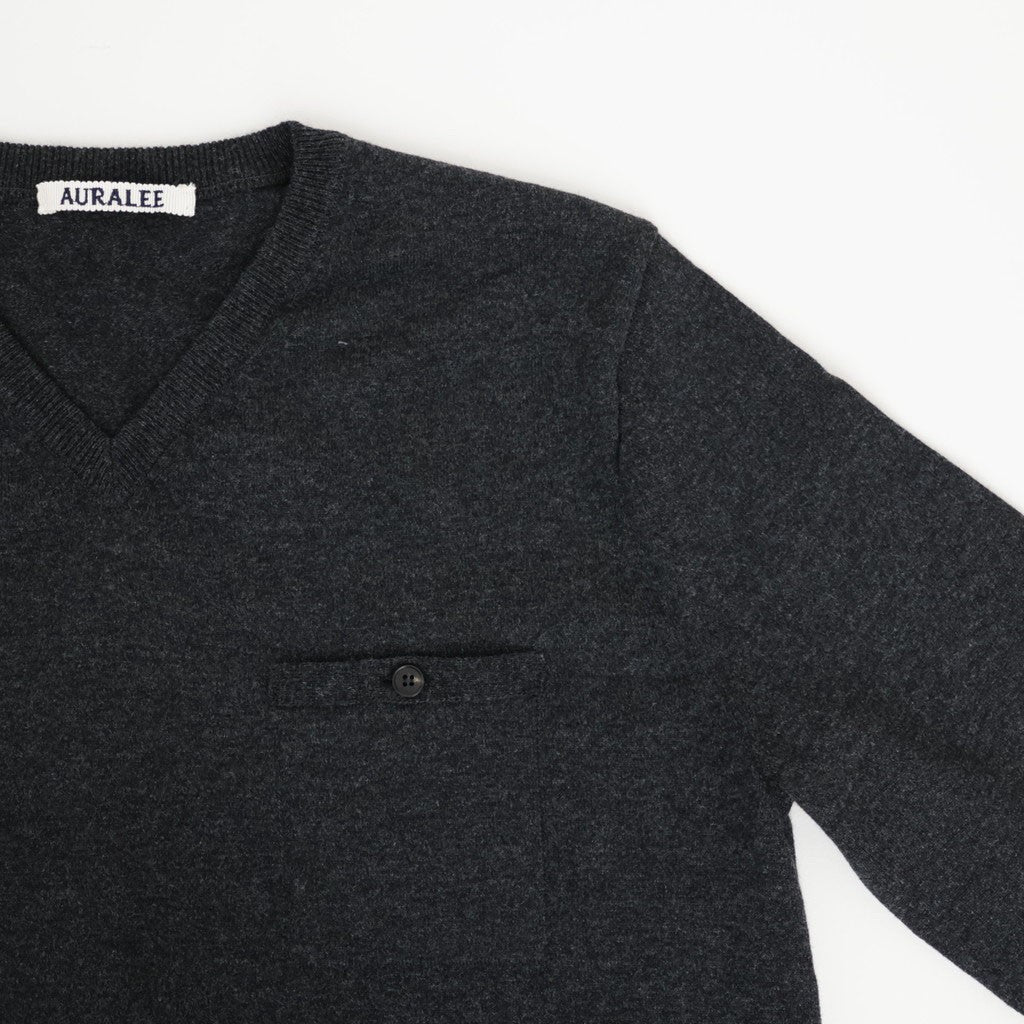 HIGH TWIST WOOL KNIT V-NECK P/O #CHARCOAL [A26AV04CK]