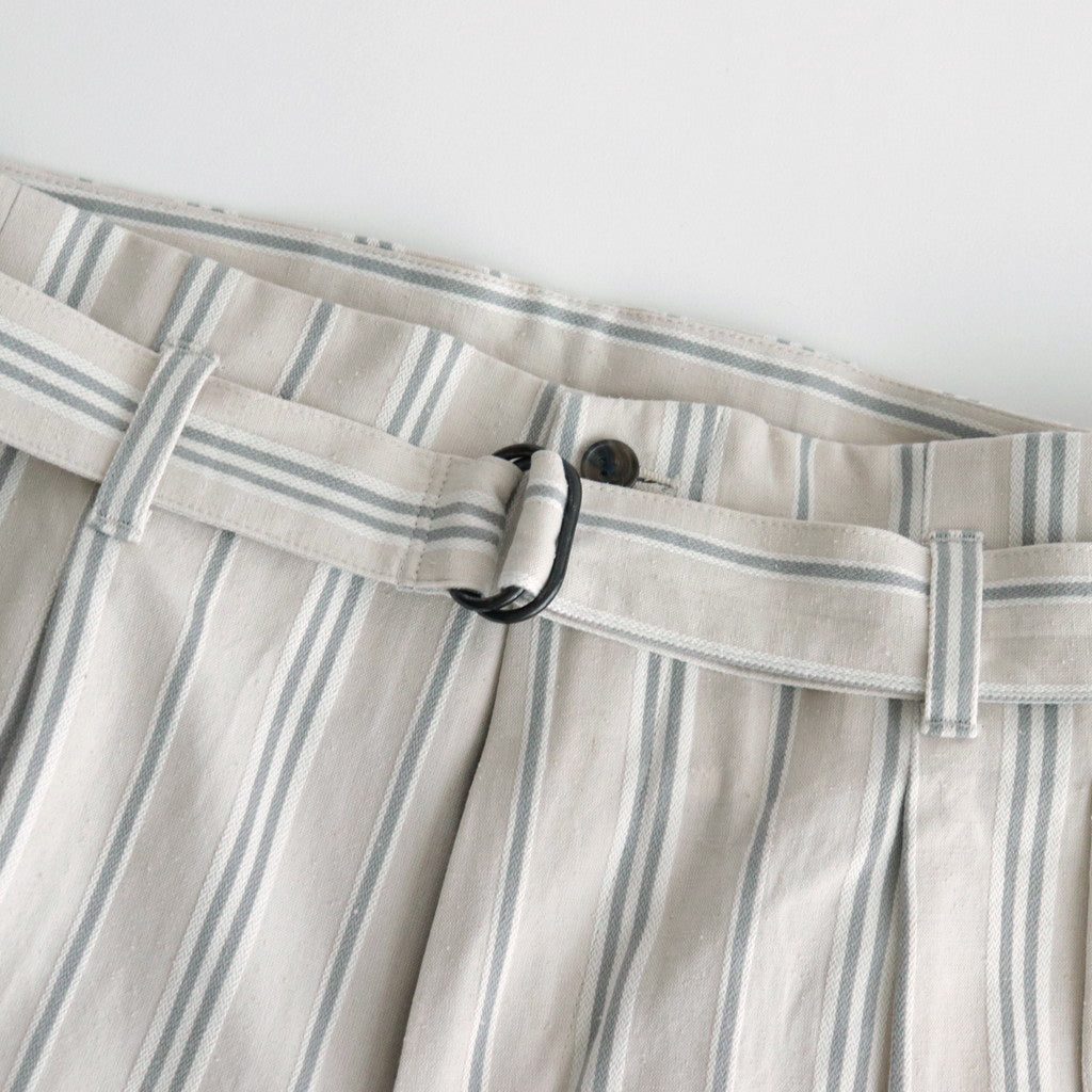 STRIPE BELTED WIDE LEG TROUSERS #IVORY [YK24SS0641P]