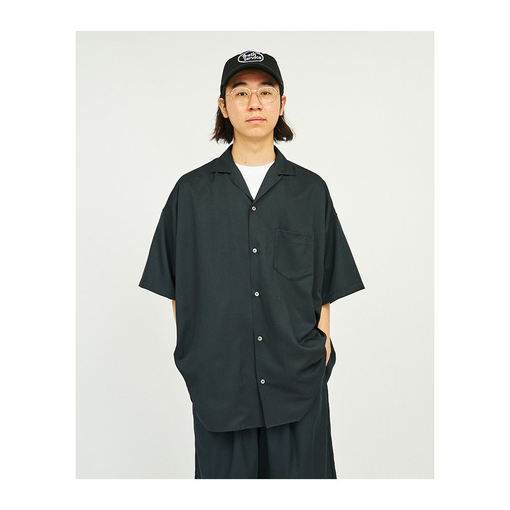 COOLFIBER OPEN COLLAR S/S SHIRT #BLACK [FSC241-50132]