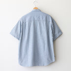 綿ツイルストライプ×綿タイプライター S/Sシャツ #BLUE [HO-B019-051]