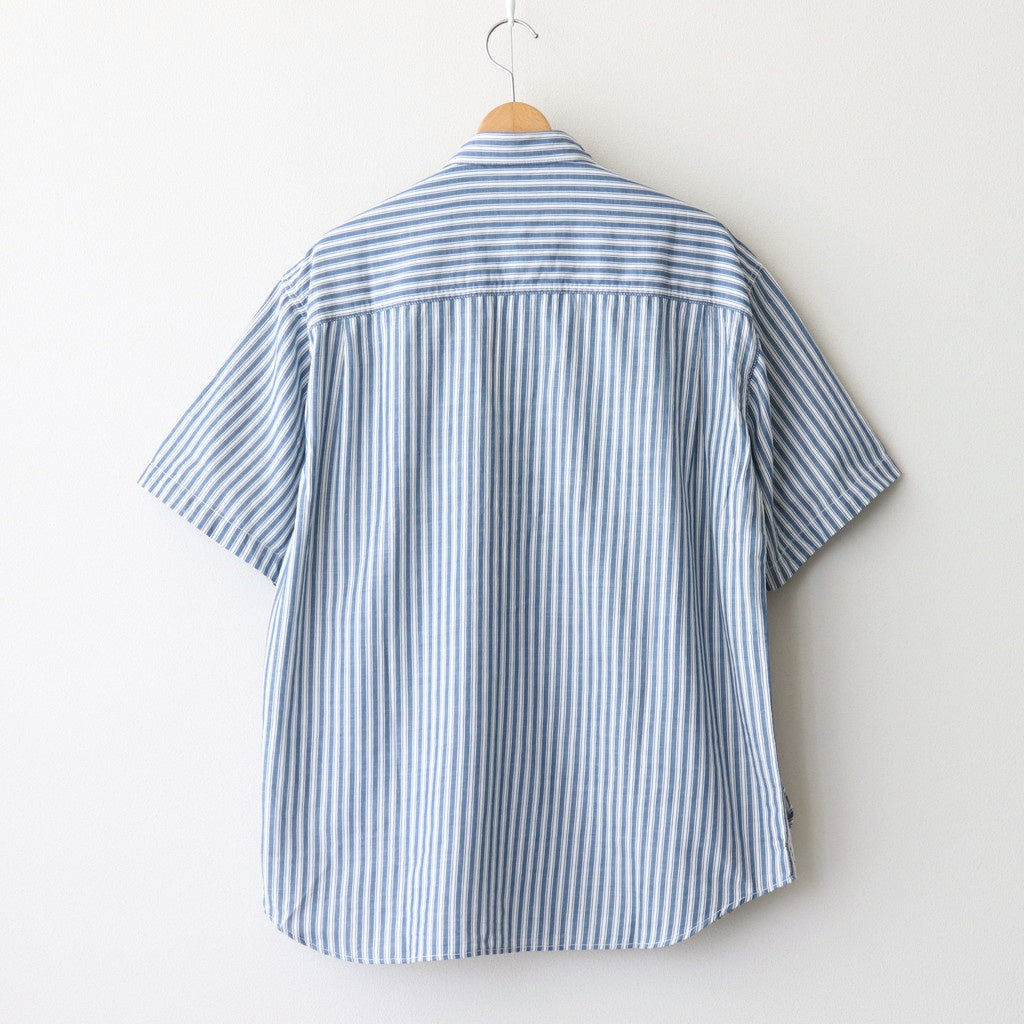 綿ツイルストライプ×綿タイプライター S/Sシャツ #BLUE [HO-B019-051]