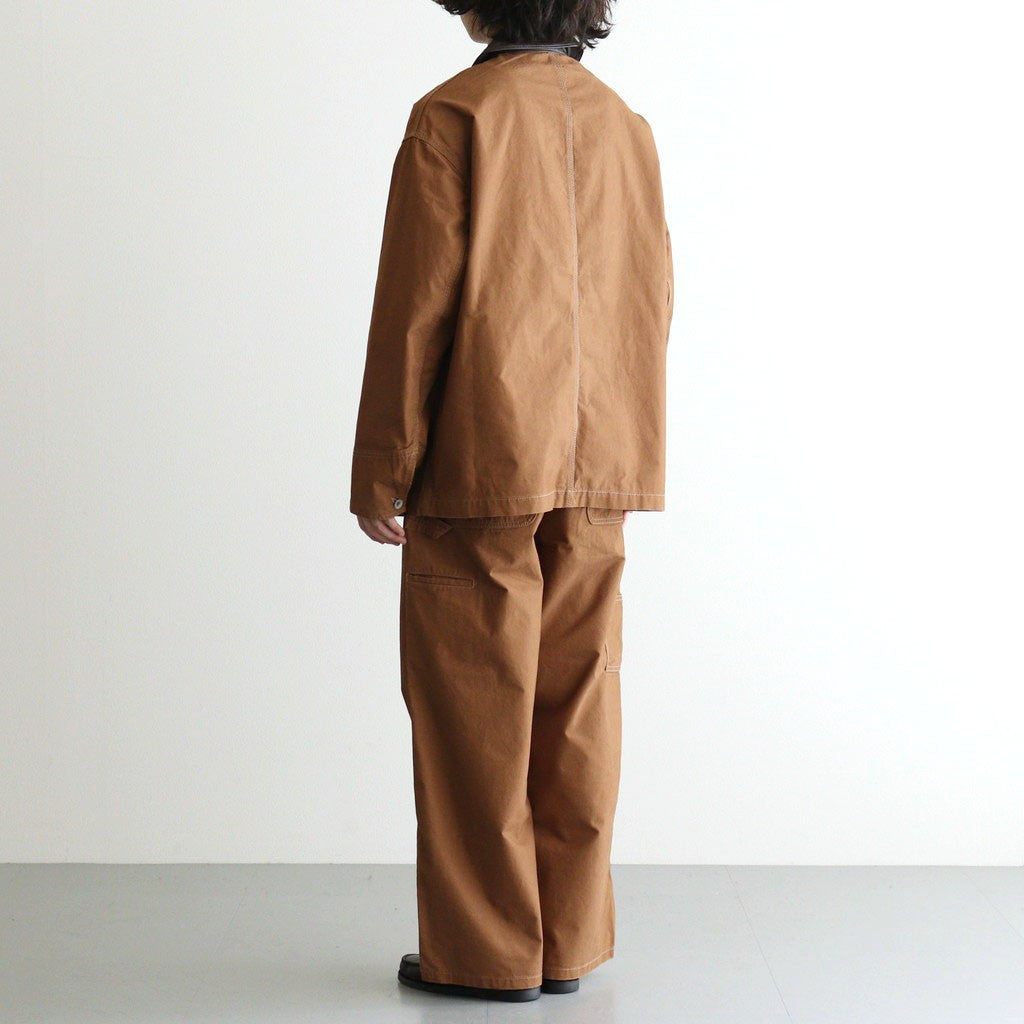 COTTON CANVAS LEATHER COLLAR WORK JACKET #CAMEL [FSC263-30032]