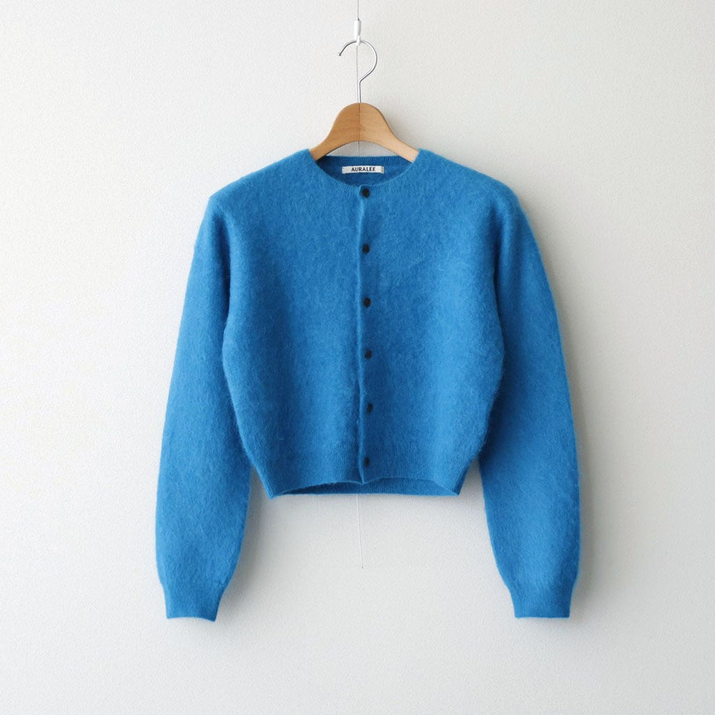 GARMENT-DYED BABY ALPACA FUR KNIT CREW-NECK CARDIGAN #ROYAL BLUE [A26AC03BA]