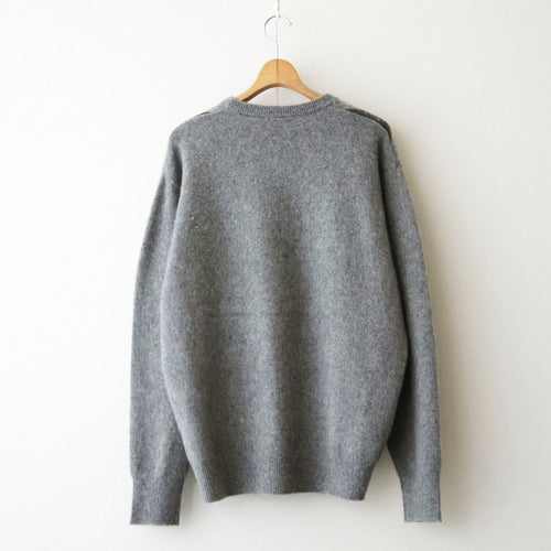 FINE WOOL ARGYLE KNIT CREW NECK LS #LIGHT GREY MULTI [ST.1649]