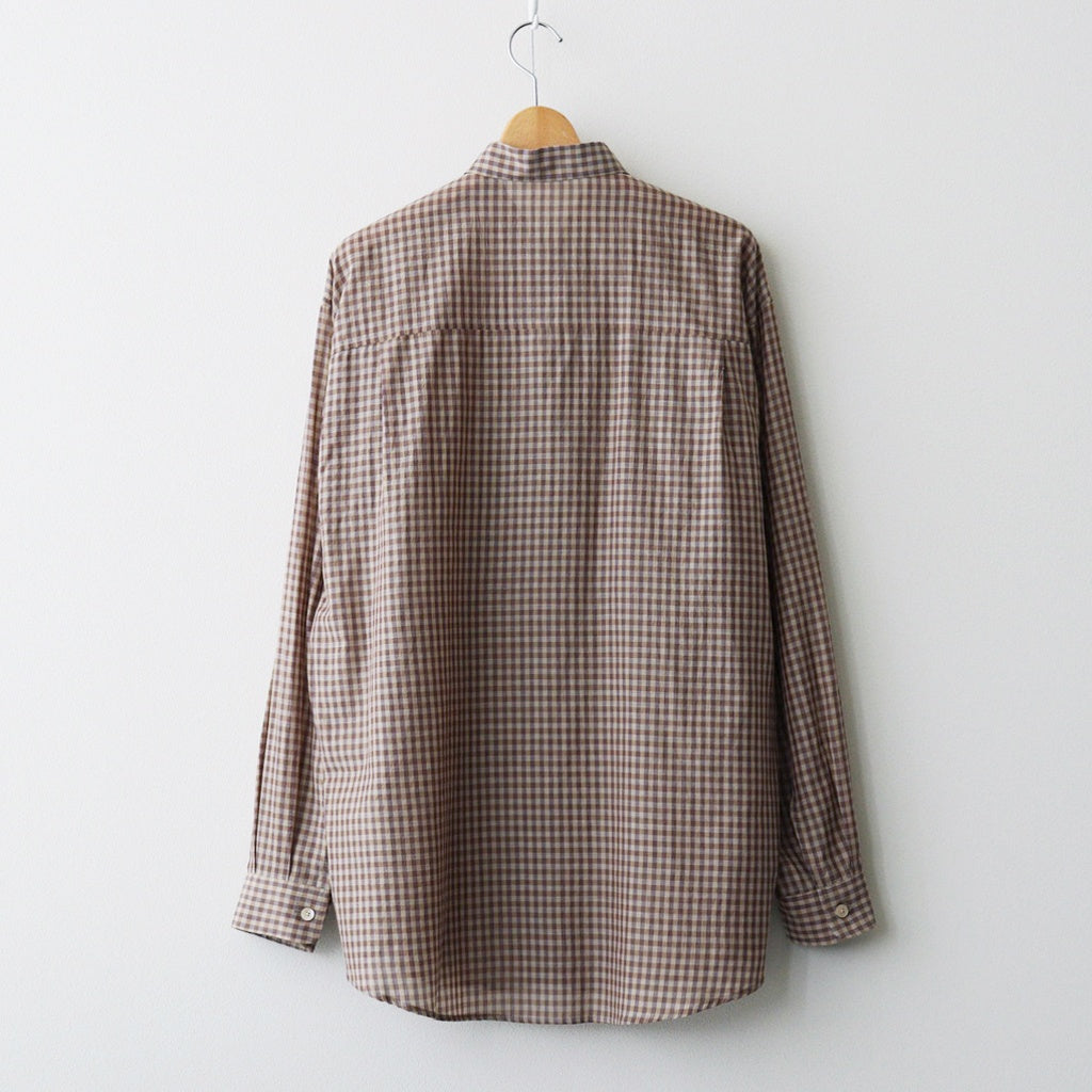 AIRY LIGHT COTTON CHECK BIG SHIRT #BROWN GINGHAM CHECK [A26SS01GC]