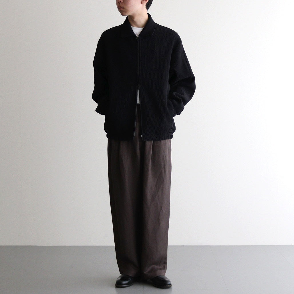 GRADATION PLEATS TWIST SLEEVE ZIP JACKET #BLACK [ST.1126]