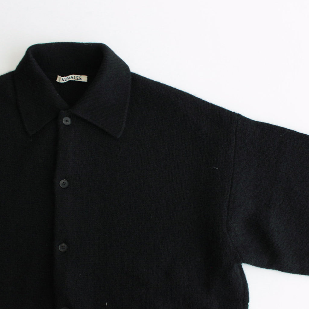 SHETLAND WOOL CASHMERE KNIT CARDIGAN #BLACK [A24AS01SC]