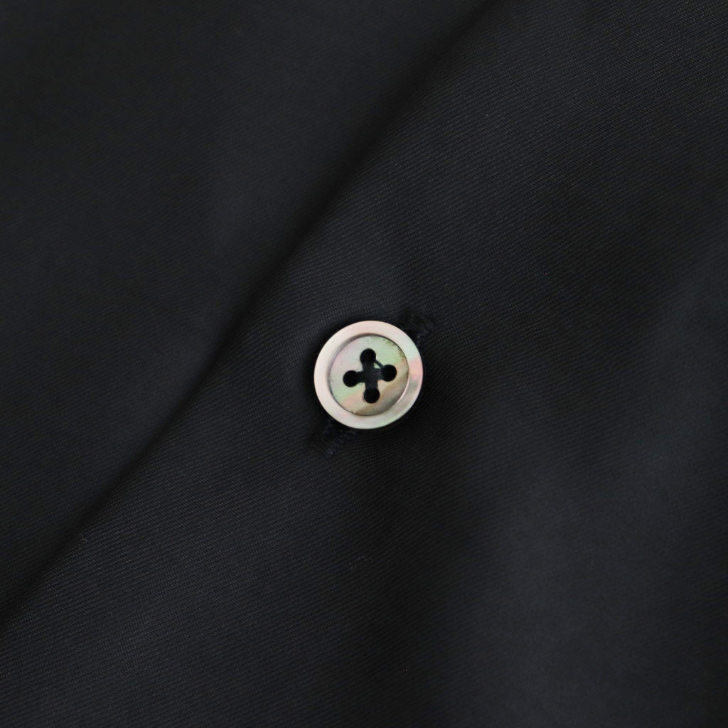 CUPRO TWILL OVERSIZED OPEN COLLAR SS SHIRT #BLACK [ST.1153]