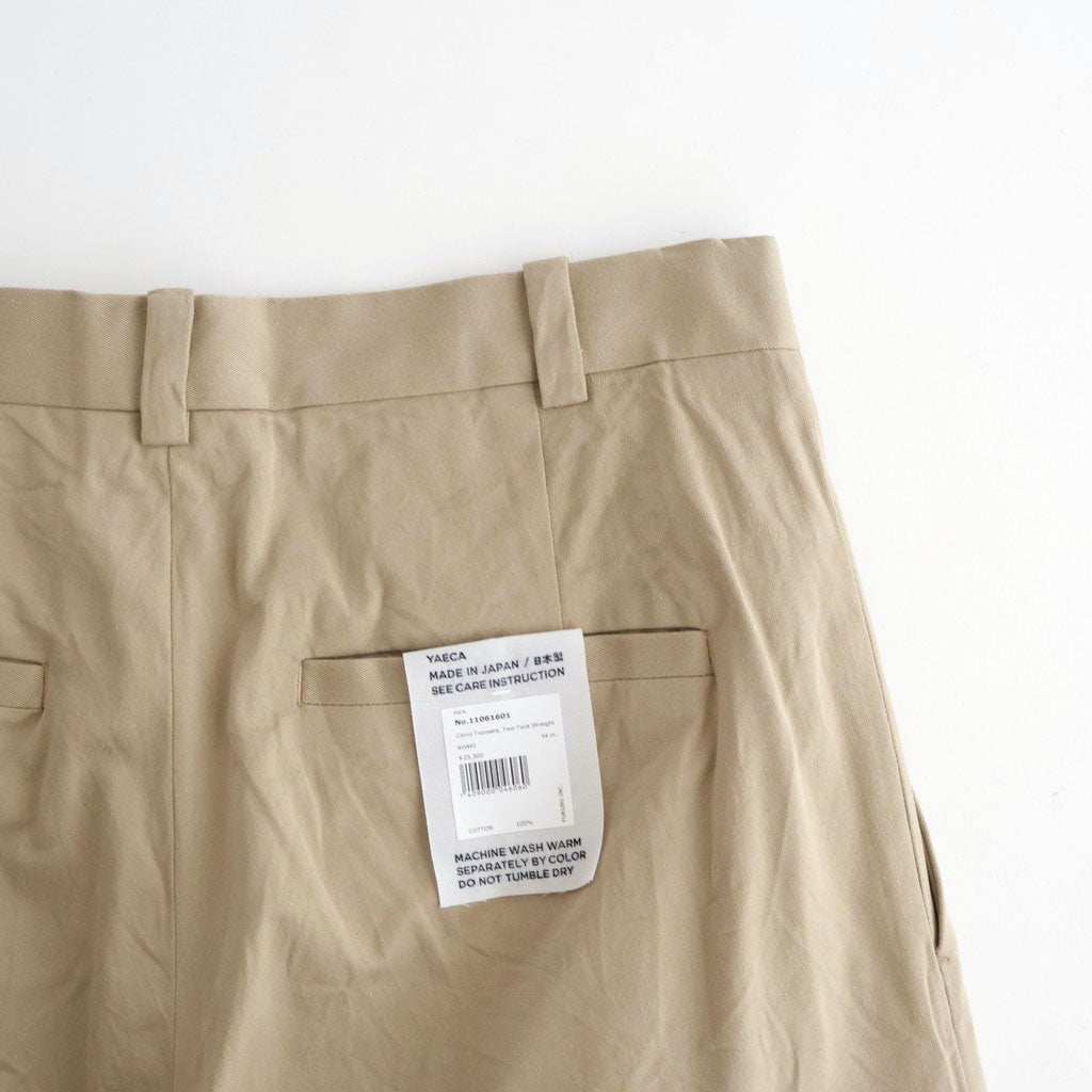 Chino Trousers - Two Tuck Straight #KHAKI [11061601]