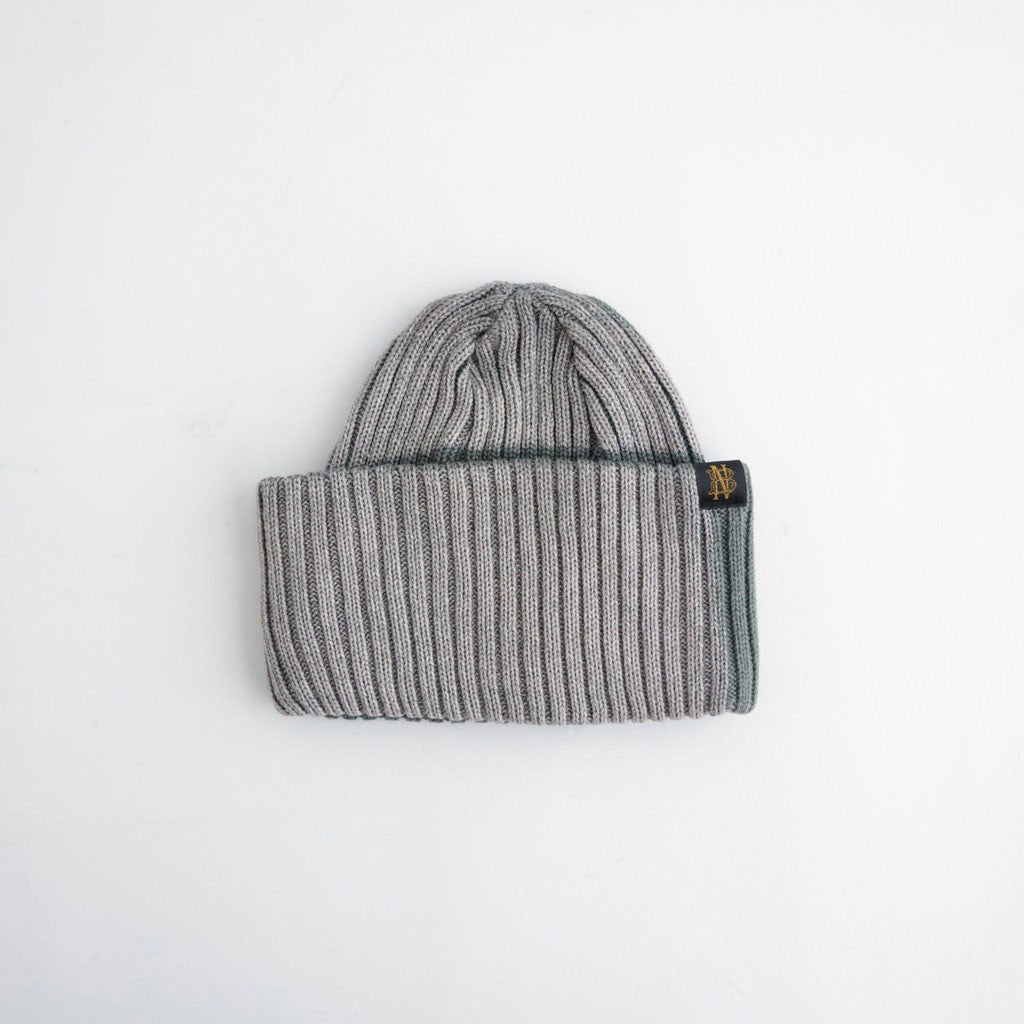 BATONER ウール梳毛リブ ブリーチ加工 ニットキャップ #KHAKI [HR-N005-051]