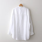 Linen L/S Oversized Band Collar Shirt #WHITE [GM241-50274B]