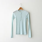 WOOL SILK SOFT RIB HENLEY #LIGHT BLUE [A26AH02WS]