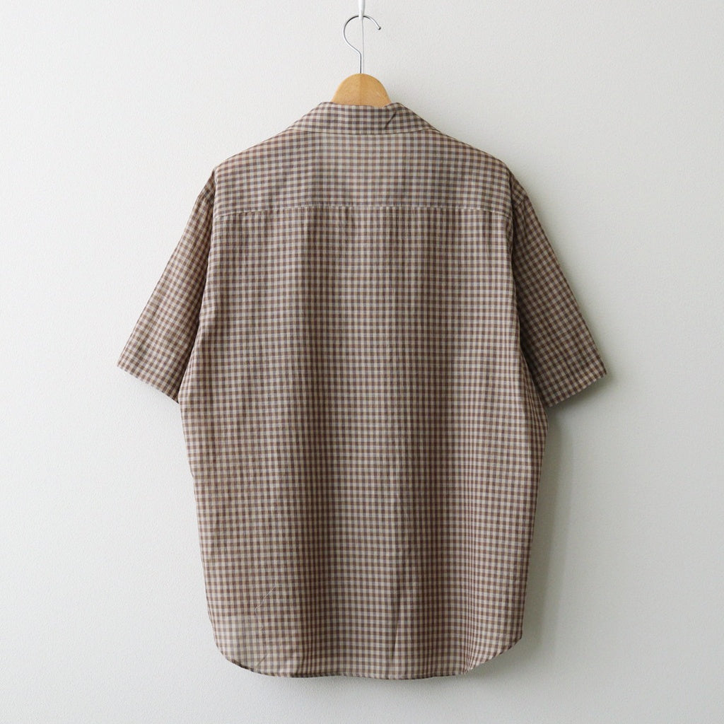 AIRY LIGHT COTTON CHECK HALF SLEEVED SHIRT #BROWN GINGHAM CHECK [A26SS02GC]
