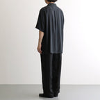 CUPRO TWILL OVERSIZED OPEN COLLAR SS SHIRT #BLACK [ST.1462]