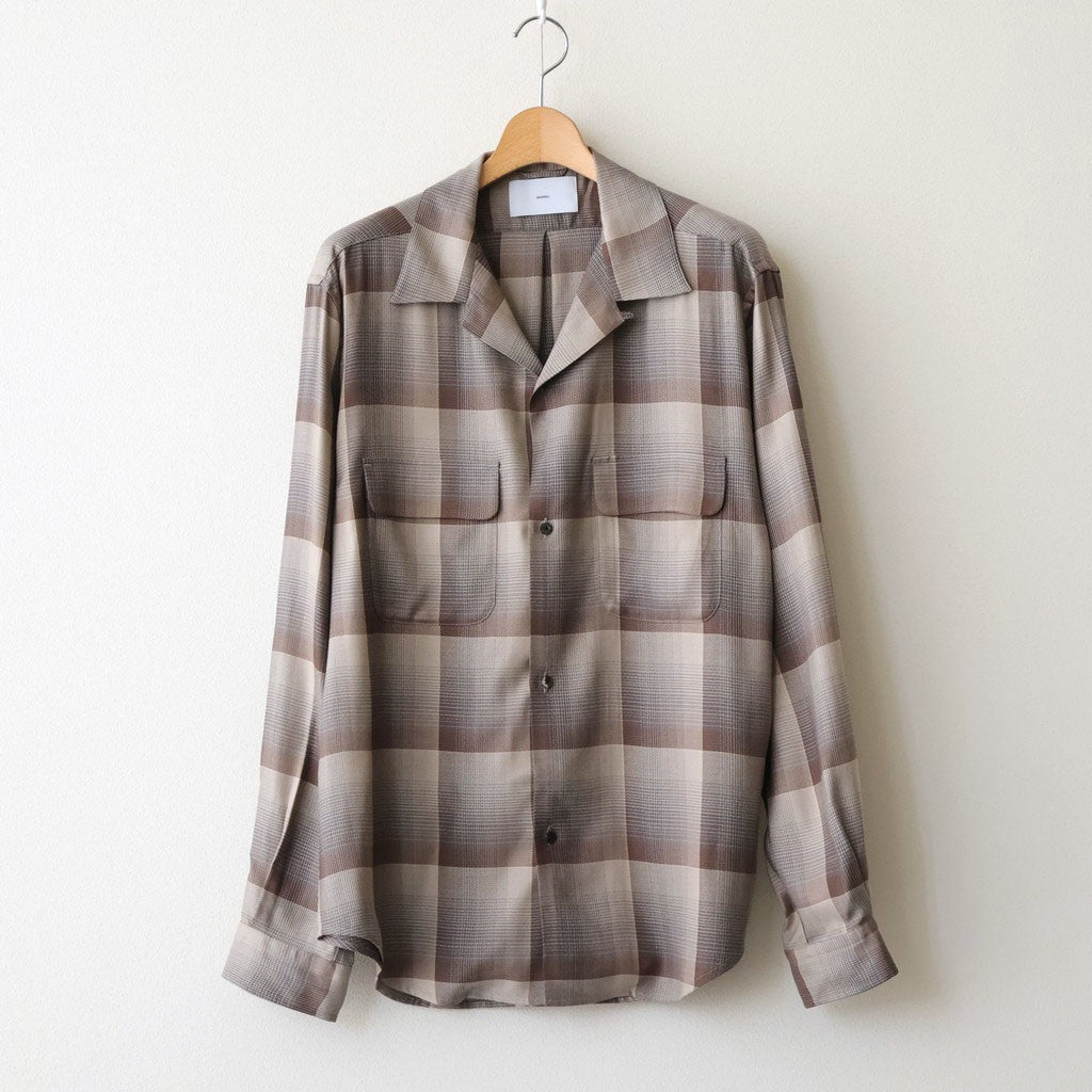 OMBRE OPEN COLLAR SHIRT #ECRU X GRAY [26440501]