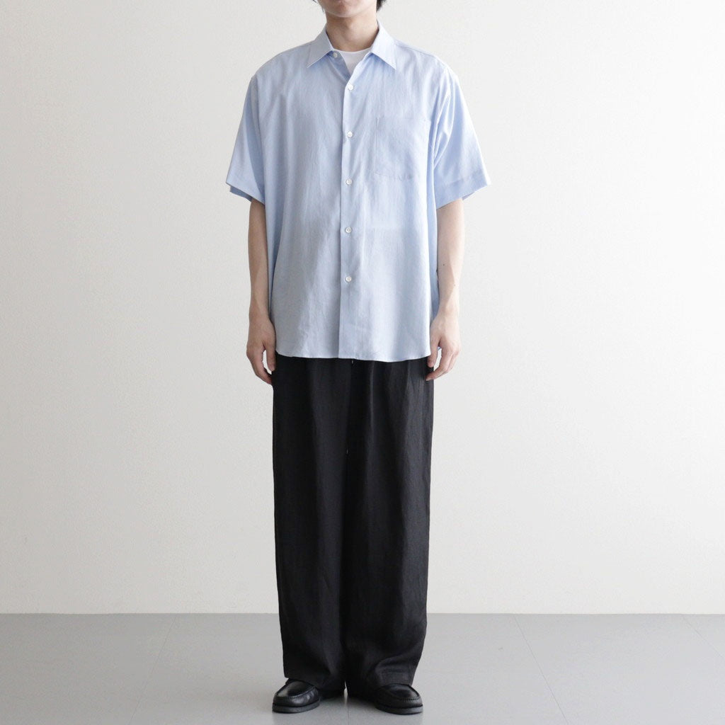 COTTON SILK OVERSIZED SS SHIRT #SAX [ST.1498]