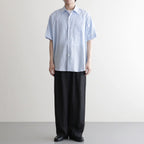 COTTON SILK OVERSIZED SS SHIRT #SAX [ST.1498]