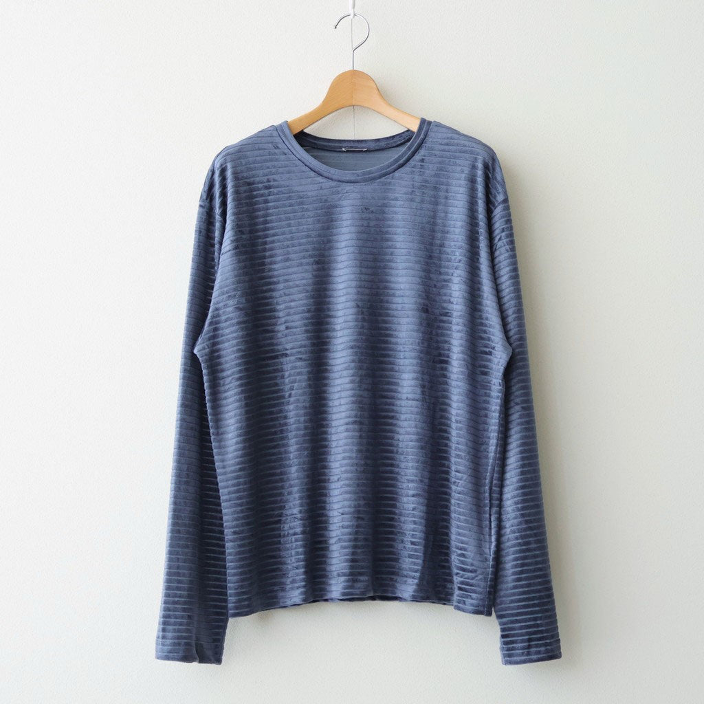 Velour Border Long Sleeve Tee #BLUE [I26SS-CUT13]