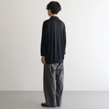 High Gauge Knit Oversized L/S Polo #BLACK [GM243-80315B]