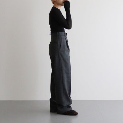 BLUEFACED WOOL CHECK SLACKS #CHARCOAL CHECK [A24AP04CB]