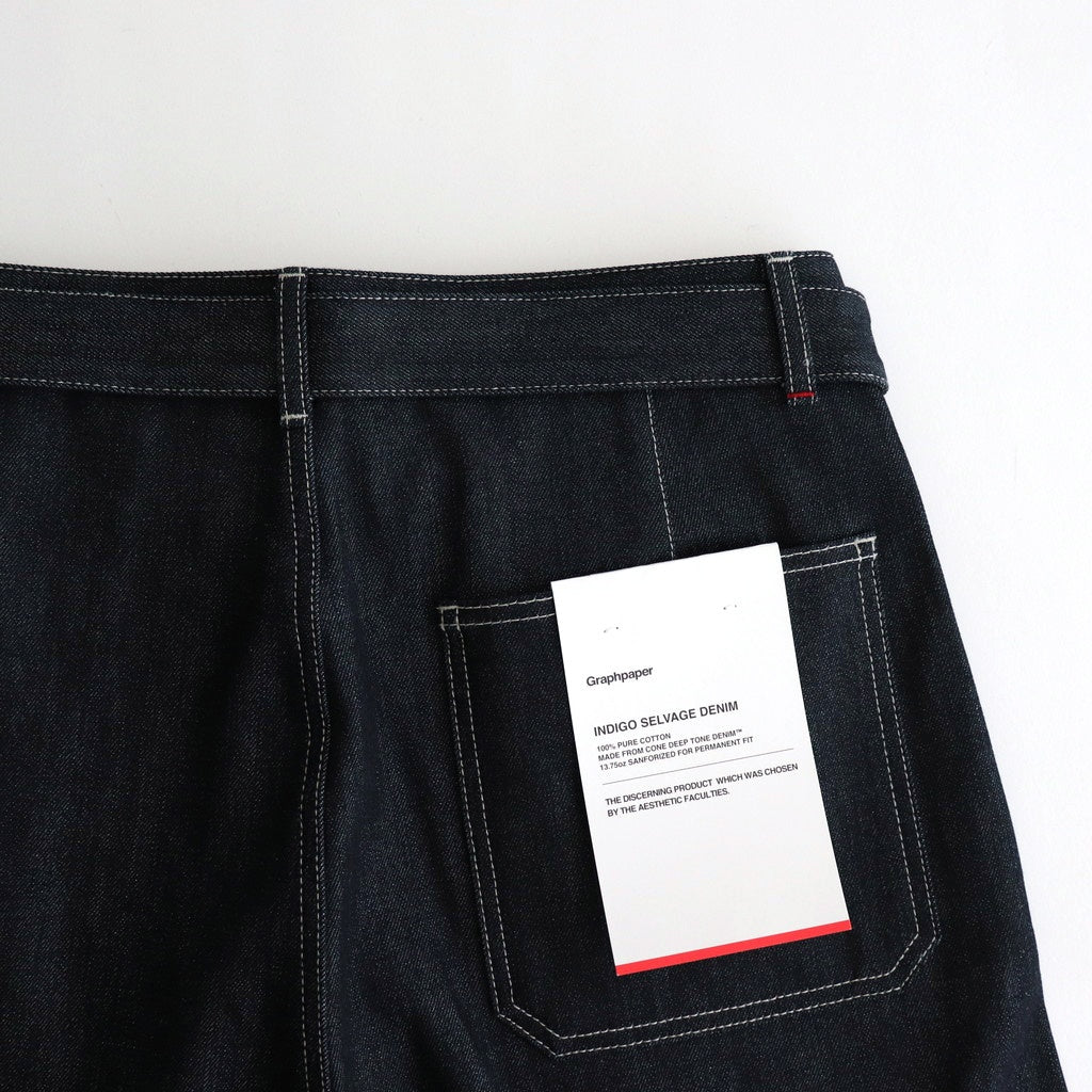 Selvage Denim Belted Pants #INDIGO RIGID [GU251-40192RB]